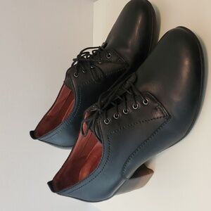 Dansko Pennie Oxford Block Heeled Shoes Size EU 40 Black Leather